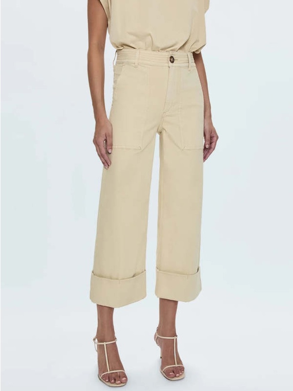 NWT Pistola Maya Cuffed Hem Wide Leg Size 29 Custard Yellow Casual Utility
